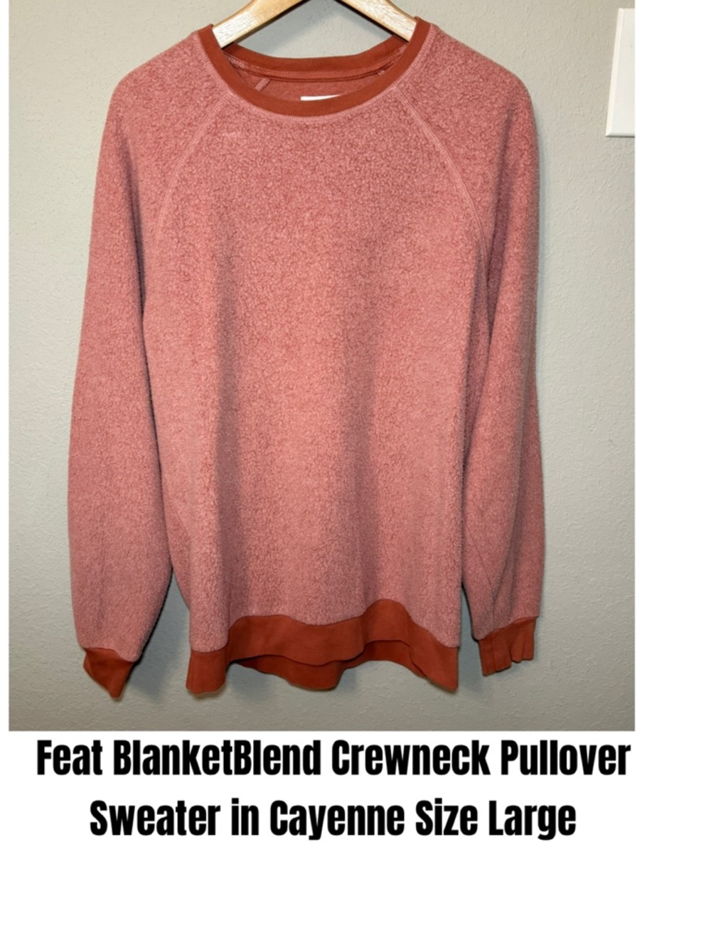 Feat BlanketBlend Crewneck Pullover sweater in cayenne size Large